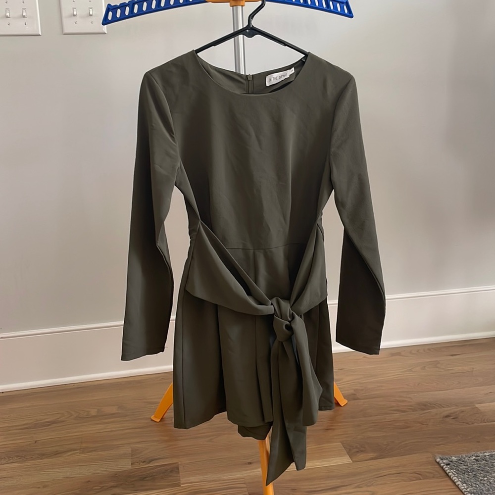 in the style, long sleeve romper, with tie up at the front, size UK 6